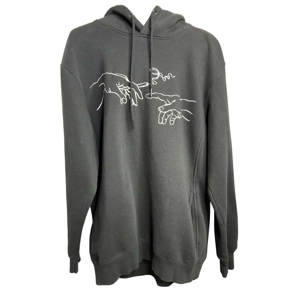 Threadfast Apparel Men's XL Black Hoodie Tree of Life Graphics Pockets
